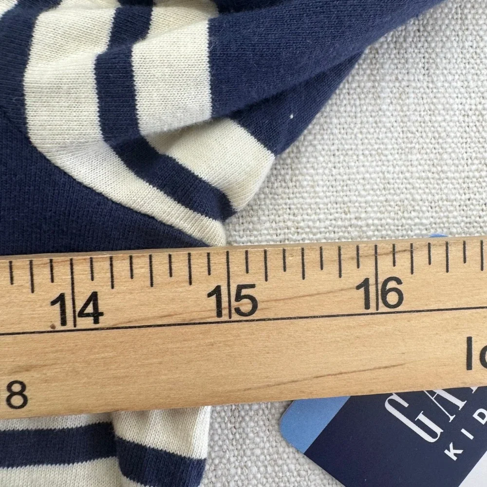 Gap Kids Girls Striped Rugby Dress Navy Cream Long Sleeve Cotton S‎ 6/6X NEW